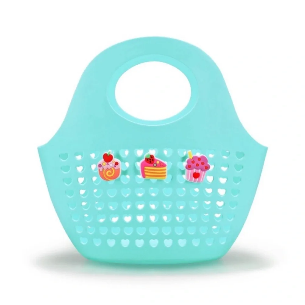 New! Set of 2 Target Bullseye Playground Silicone Baskets Aqua Blue w/ charms